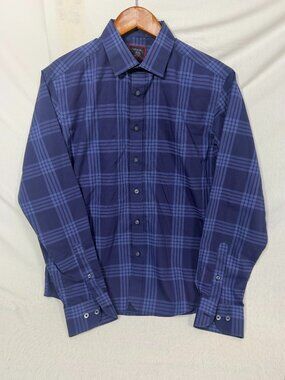 UNTUCKit Shirt Mens Small S Blue Plaid Button Down Wrinkle Free Cotton Casual